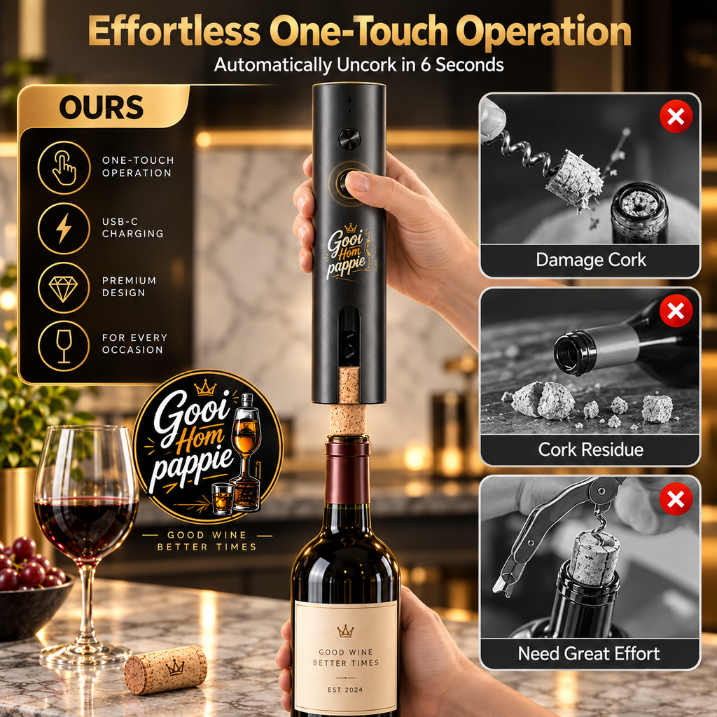 Gooi Hom Pappie 4-in-1 electric wine opener set, view 6