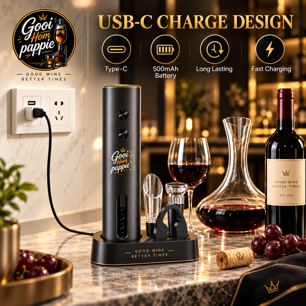 Gooi Hom Pappie 4-in-1 electric wine opener set, view 4