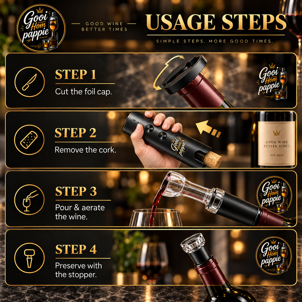 Gooi Hom Pappie 4-in-1 electric wine opener set, view 9